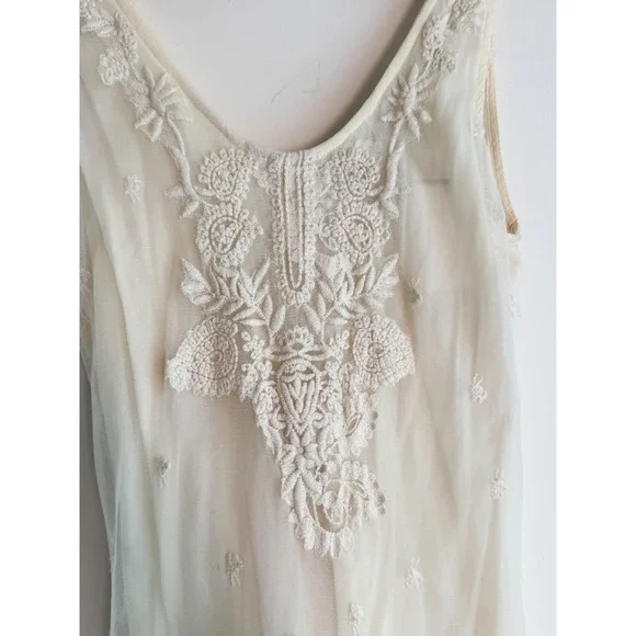 Zara Women's vintage-inspired White Floral Embroidered Mesh Maxi Dress Size XS - Picture 3 of 10